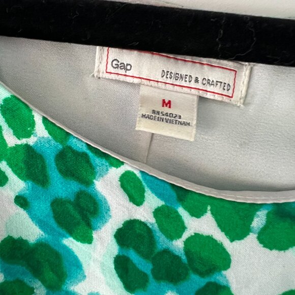Gap Printed Zoe Sleeve Fit & Flare Dress in Green Multi-Dots Size M - Picture 3 of 6